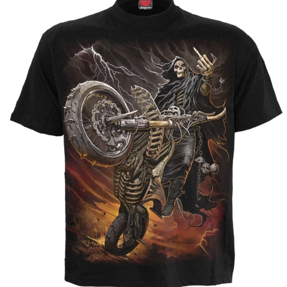 bike life gothic skull mens t shirt motorcycle